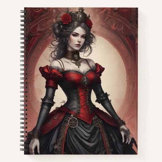 Ruby & Black Steampunk Notizblock (Vorderseite)