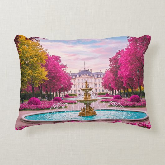 Ruby Bloom Retreat - Botanischer Brunnen Dekokissen (Vorderseite)