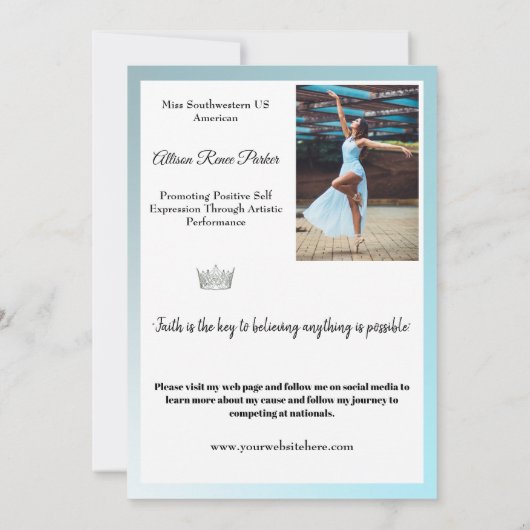 Ruby Blue Ombre Pageant Autograph Card Einladung (Rückseite)