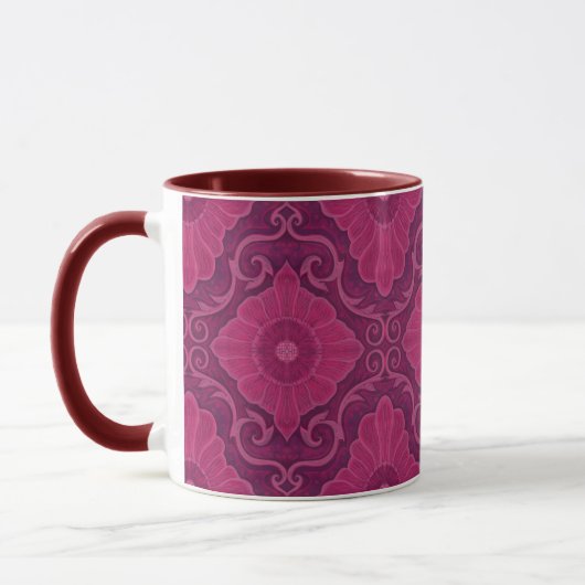 "Ruby Blume" bohemiisches arabesque Muster Tasse (Links)