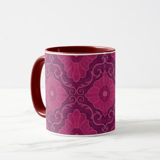 "Ruby Blume" bohemiisches arabesque Muster Tasse (Vorderseite Links)