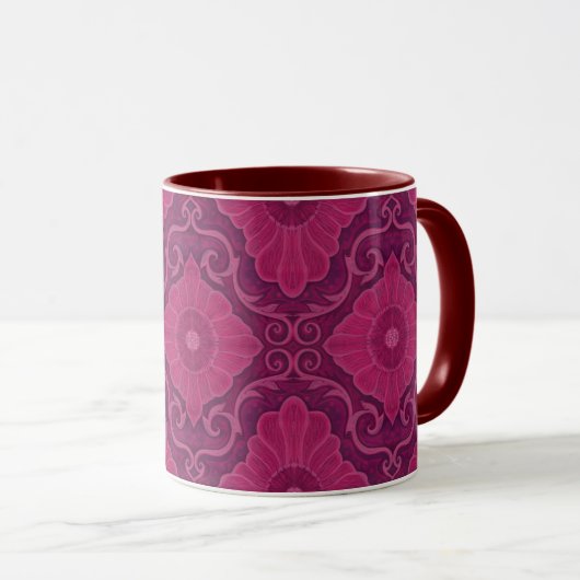 "Ruby Blume" bohemiisches arabesque Muster Tasse (VorderseiteRechts)