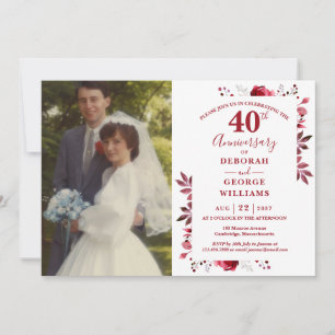 Ruby-Blumenfoto zum 40. Hochzeitstag Einladung
