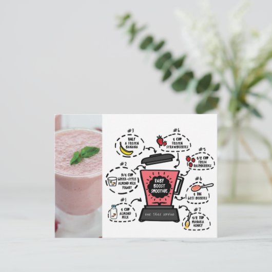 Ruby Boost Smoothie Rezept Postkarte (Stehend Vorderseite)