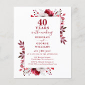 Ruby Budget 40. Hochzeitstag Blumenladen (Vorderseite)
