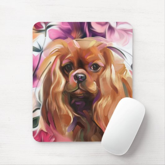 Ruby Cavalier Dog Art Mouse Pad Mousepad (Mit Mouse)
