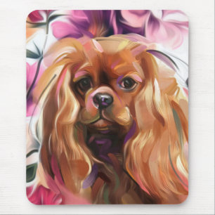 Ruby Cavalier Dog Art Mouse Pad Mousepad