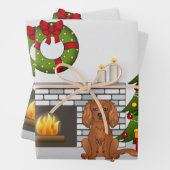 Ruby Cavalier Dog in einem Weihnachtszimmer Geschenkpapier Set (Beispiel)