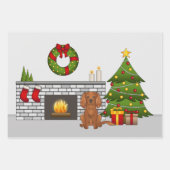 Ruby Cavalier Dog in einem Weihnachtszimmer Geschenkpapier Set (Vorderseite)