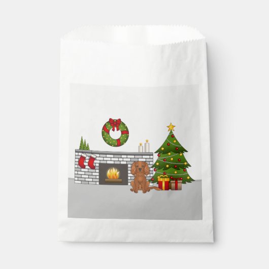 Ruby Cavalier Dog in einem Weihnachtszimmer Geschenktütchen (Vorderseite)