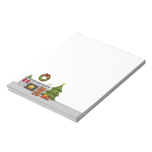 Ruby Cavalier Dog in einem Weihnachtszimmer Notizblock (Rotiert)