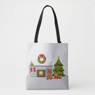Ruby Cavalier Dog in einem Weihnachtszimmer Tasche