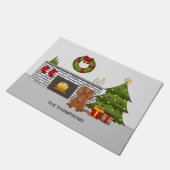 Ruby Cavalier Dog in einem Weihnachtszimmer & Text Fußmatte (Schrägansicht)