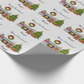 Ruby Cavalier Dog in einem Weihnachtszimmer & Text Geschenkpapier (Ecke)