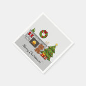 Ruby Cavalier Dog in einem Weihnachtszimmer & Text Serviette (Ecke)