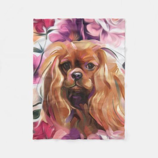 'Ruby' Cavalier-Hund Kunst Fleece-Decke Klein Fleecedecke (Vorderseite)