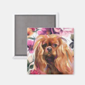 'Ruby' Cavalier Hund Kunst Magnet (Vorderseite/Rückseite)