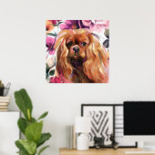 'Ruby' Cavalier-Hund-Kunstwerk auf Papier | groß Poster (Heimbüro)