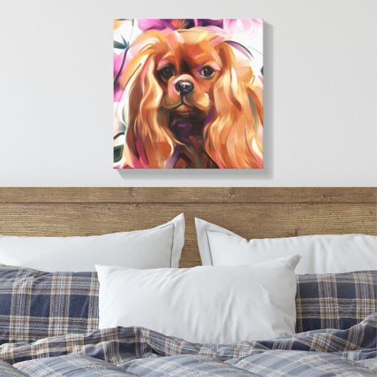 'Ruby' Cavalier Hundekunstdruck auf Leinwand (Insitu (Schlafzimmer))