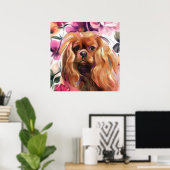 'Ruby' Cavalier Hundekunstdruck auf Papier | groß Poster (Heimbüro)