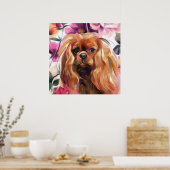 'Ruby' Cavalier Hundekunstdruck auf Papier | groß Poster (Küche)