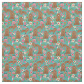 Ruby Cavalier kc Spanischer Hund Vintage Blüten Stoff (Muster)