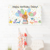 Ruby Cavalier King Charles Spaniel Birthday Banner (Insitu)
