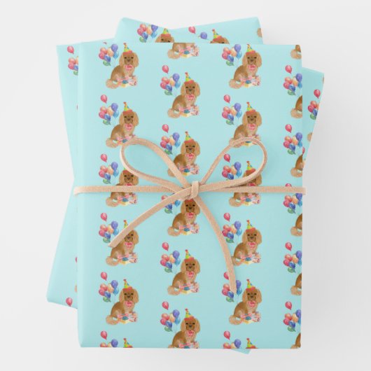 Ruby Cavalier King Charles Spaniel Birthday Geschenkpapier Set (Beispiel)