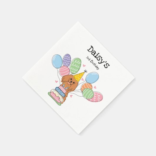 Ruby Cavalier King Charles Spaniel Birthday Paper Serviette (Ecke)