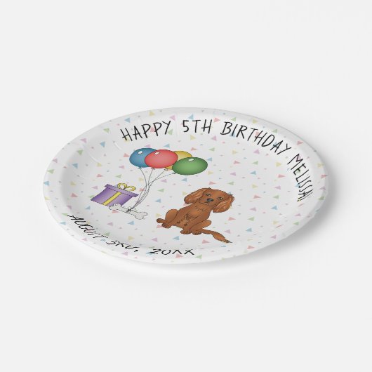 Ruby Cavalier King Charles Spaniel Dog - Geburtsta Pappteller (Schrägansicht)