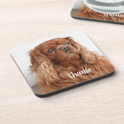 Ruby Cavalier King Charles Spaniel Dog Getränkeuntersetzer (Linke Seite)