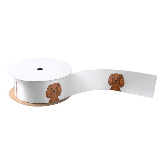 Ruby Cavalier King Charles Spaniel Dog Head Satinband (Spule)