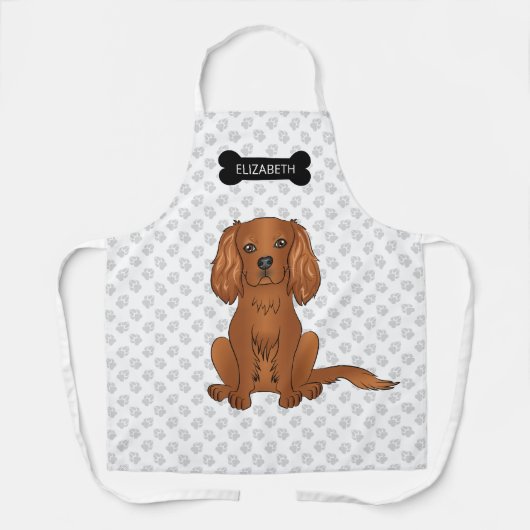 Ruby Cavalier King Charles Spaniel Dog & Name Schürze (Vorderseite)