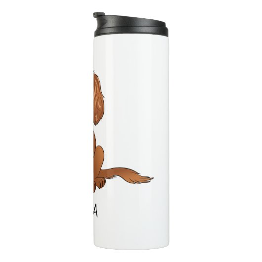 Ruby Cavalier King Charles Spaniel Dog & Name Thermosbecher (Nach rechts gedreht)