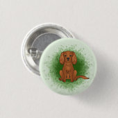 Ruby Cavalier King Charles Spaniel Dog On Green Button (Vorne & Hinten)
