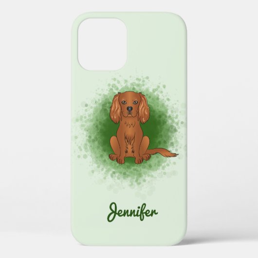 Ruby Cavalier King Charles Spaniel Dog On Green Case-Mate iPhone Hülle (Rückseite)