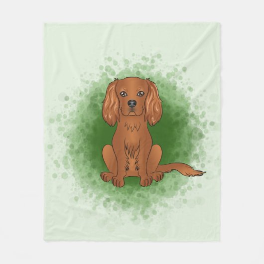 Ruby Cavalier King Charles Spaniel Dog On Green Fleecedecke (Vorderseite)