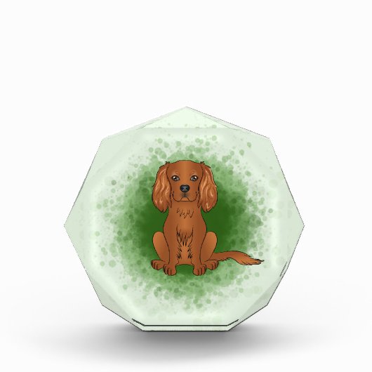 Ruby Cavalier King Charles Spaniel Dog On Green Fotoblock (Vorderseite)