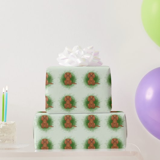 Ruby Cavalier King Charles Spaniel Dog On Green Geschenkpapier (Partygeschenke)