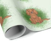 Ruby Cavalier King Charles Spaniel Dog On Green Geschenkpapier (Rolleneckpunkt)