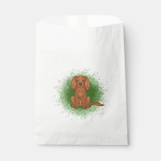 Ruby Cavalier King Charles Spaniel Dog On Green Geschenktütchen (Vorderseite)