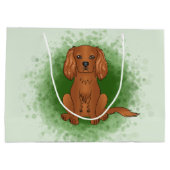 Ruby Cavalier King Charles Spaniel Dog On Green Große Geschenktüte (Rückseite)