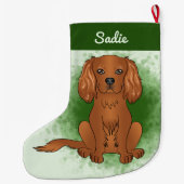 Ruby Cavalier King Charles Spaniel Dog On Green Großer Weihnachtsstrumpf (Rückseite)