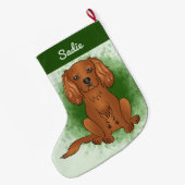 Ruby Cavalier King Charles Spaniel Dog On Green Großer Weihnachtsstrumpf (Rückseite (Hängend))