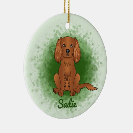 Ruby Cavalier King Charles Spaniel Dog On Green Keramik Ornament (Rechts)