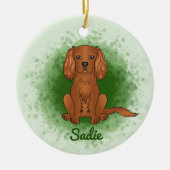 Ruby Cavalier King Charles Spaniel Dog On Green Keramik Ornament (Vorne)