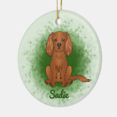 Ruby Cavalier King Charles Spaniel Dog On Green Keramik Ornament (Links)