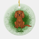 Ruby Cavalier King Charles Spaniel Dog On Green Keramik Ornament (Hinten)