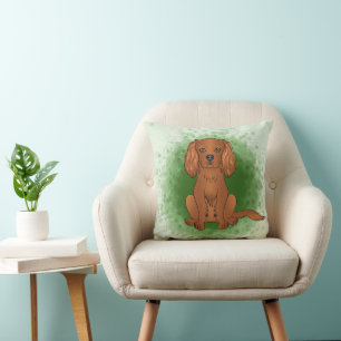 Ruby Cavalier King Charles Spaniel Dog On Green Kissen