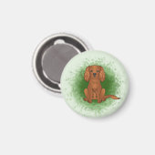 Ruby Cavalier King Charles Spaniel Dog On Green Magnet (Vorderseite/Rückseite)